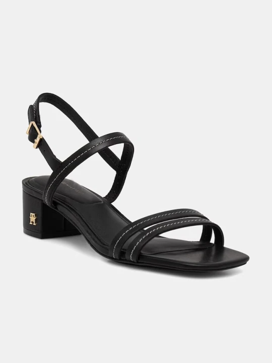 Zdjęcie produktu Tommy Hilfiger sandały na słupku skórzane LOW HEEL SANDAL STITCHING czarny