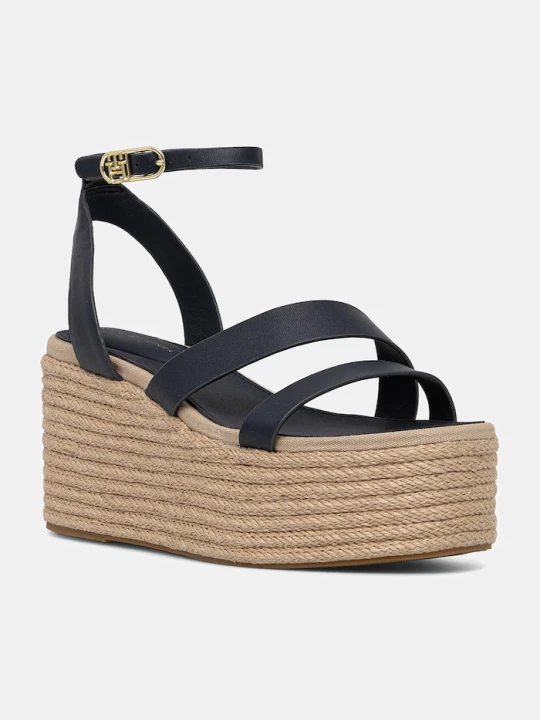 Zdjęcie produktu Tommy Hilfiger sandały skórzane ANKLE STRAP LEATHER PLATFORM granatowy