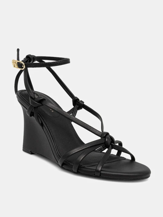 Zdjęcie produktu Tommy Hilfiger sandały skórzane LEATHER KNOTS WEDGE SANDAL czarny