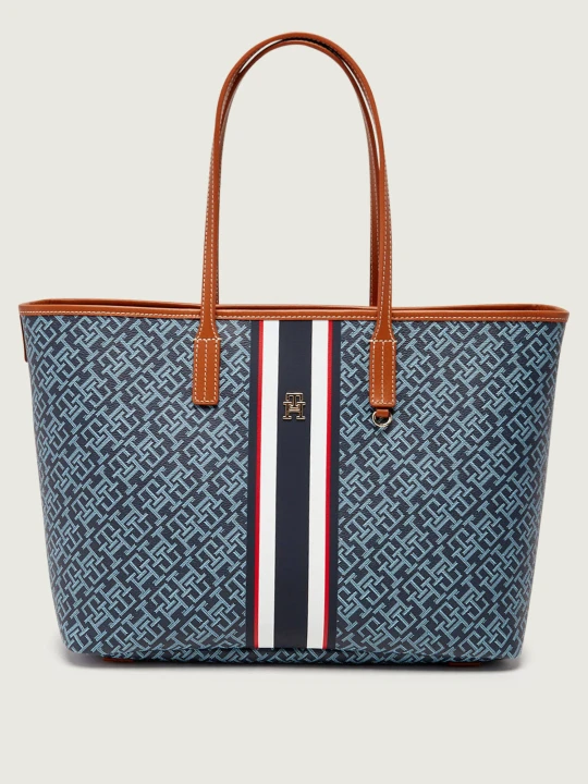 Zdjęcie produktu Tommy Hilfiger Shopperka + saszetka TH MONOPLAY | z dodatkiem skóry granatowy