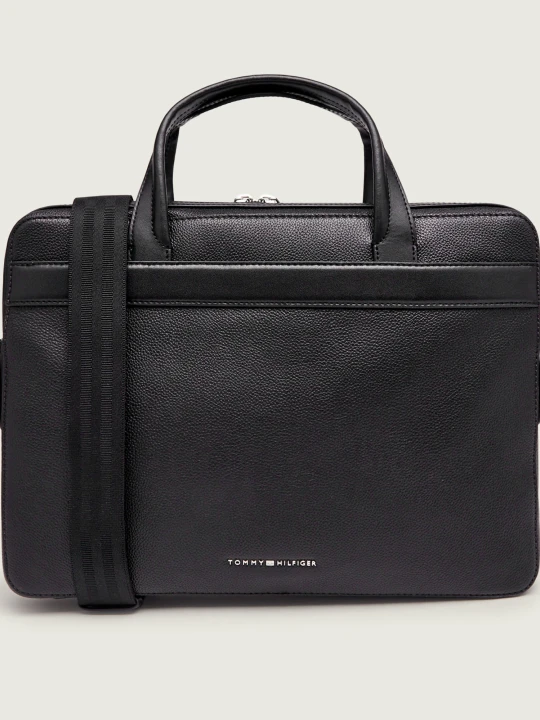 Zdjęcie produktu Tommy Hilfiger Skórzana torba na laptopa 14" czarny