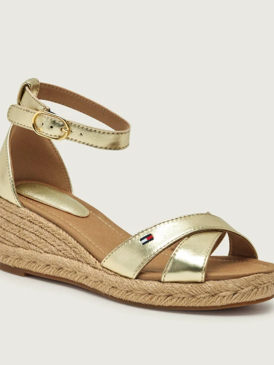 Zdjęcie produktu Tommy Hilfiger Skórzane koturny złoty