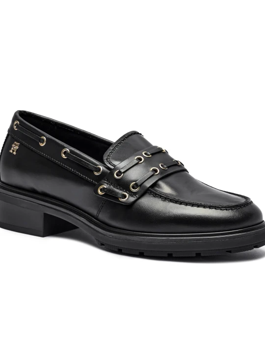 Zdjęcie produktu Tommy Hilfiger Skórzane loafersy Nautical Eyelets Leather czarny