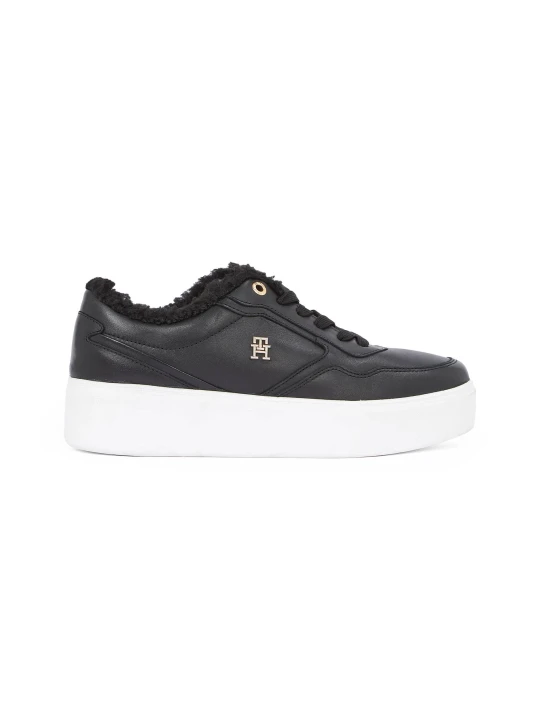 Zdjęcie produktu Tommy Hilfiger Skórzane Sneakersy | shearling czarny