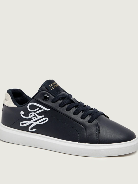 Zdjęcie produktu Tommy Hilfiger Skórzane sneakersy TH ICON | zamsz granatowy
