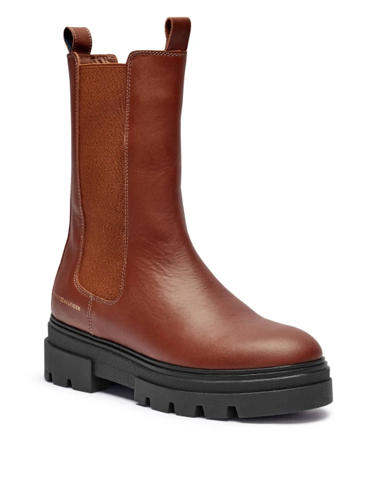 Zdjęcie produktu Tommy Hilfiger Skórzane sztyblety brązowy