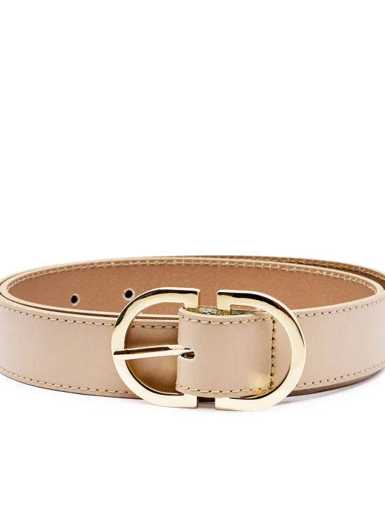 Zdjęcie produktu Tommy Hilfiger Skórzany pasek FEMININE OVAL beżowy