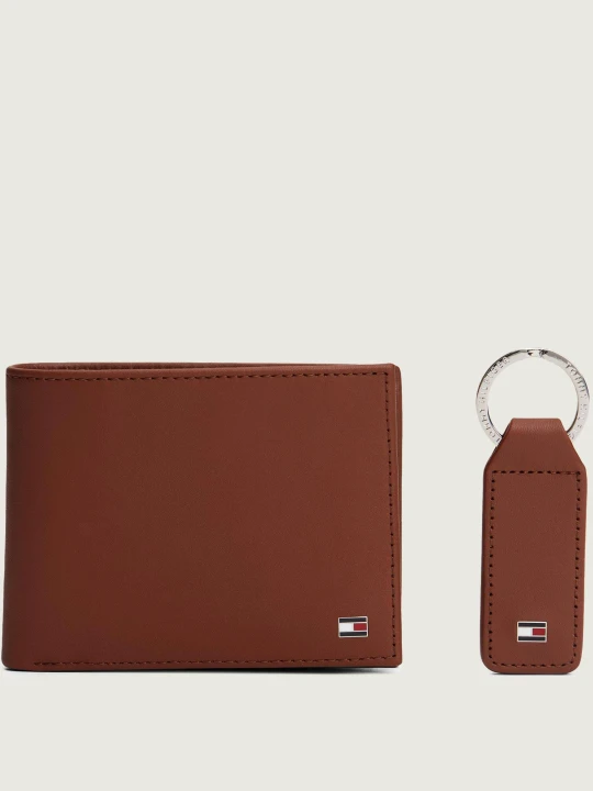Zdjęcie produktu Tommy Hilfiger Skórzany portfel + brelok brązowy