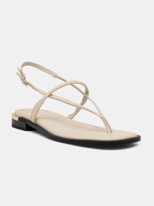 Zdjęcie produktu Tommy Hilfiger sandały damskie skórzane GOLD HEEL DRESSY SANDAL beżowy