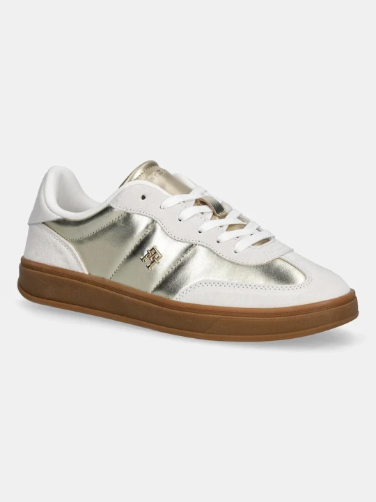 Zdjęcie produktu Tommy Hilfiger sneakersy skórzane MU JACKIE METALLIC beżowy