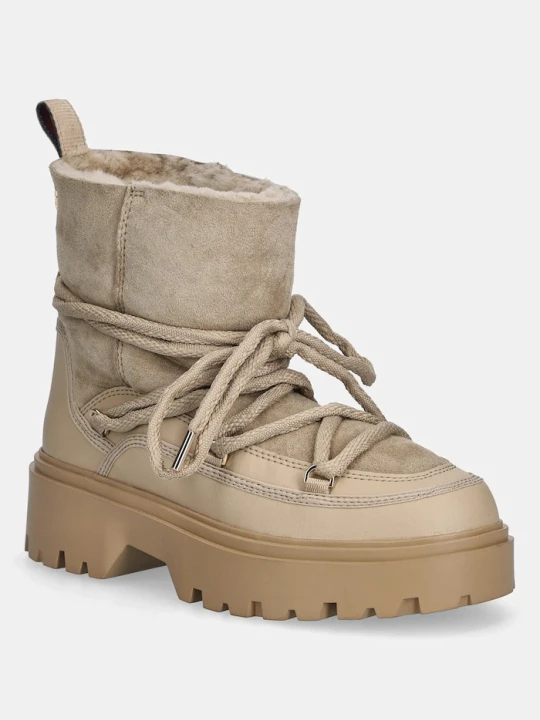 Zdjęcie produktu Tommy Hilfiger śniegowce REAL SHEARLING LACEUP beżowy