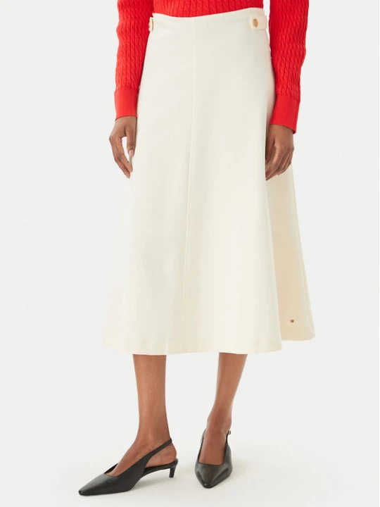 Zdjęcie produktu Tommy Hilfiger Spódnica midi WW0WW47886 Écru Regular Fit Kremowy