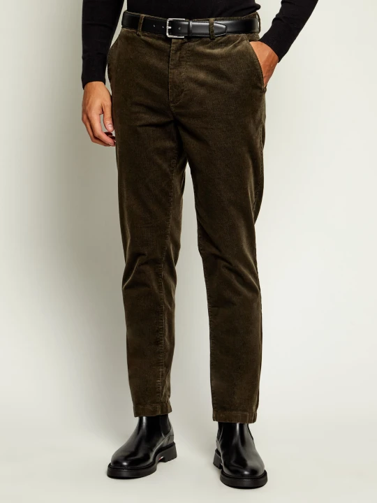 Zdjęcie produktu Tommy Hilfiger Spodnie chino Denton | Slim Fit | sztruks oliwkowy