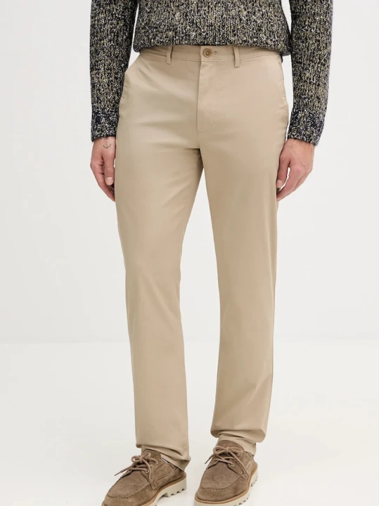 Zdjęcie produktu Tommy Hilfiger spodnie chinos męskie bawełniane z elastanem beżowy