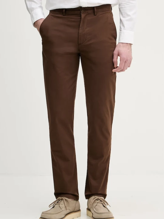 Zdjęcie produktu Tommy Hilfiger spodnie chinos męskie bawełniane z elastanem brązowy