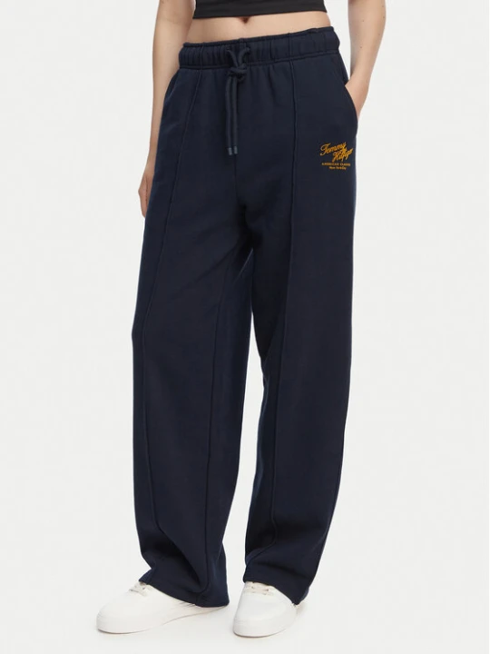 Zdjęcie produktu Tommy Hilfiger Spodnie dresowe Logo Exaggerated Seam WW0WW50783 Granatowy Relaxed Fit