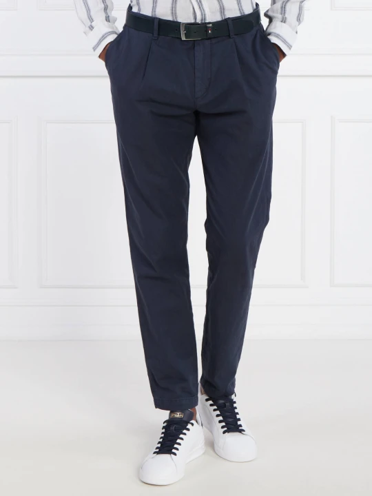 Zdjęcie produktu Tommy Hilfiger Spodnie HARLEM | Slim Fit | z dodatkiem lnu granatowy