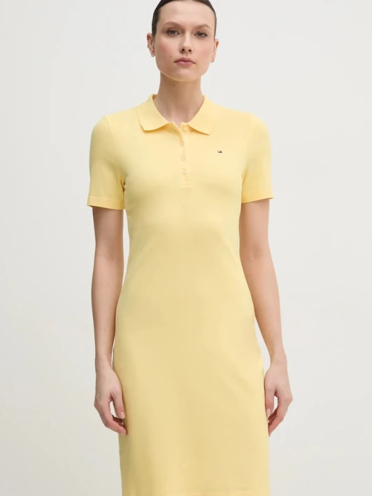 Zdjęcie produktu Tommy Hilfiger sukienka bawełniana z elastanem żółty