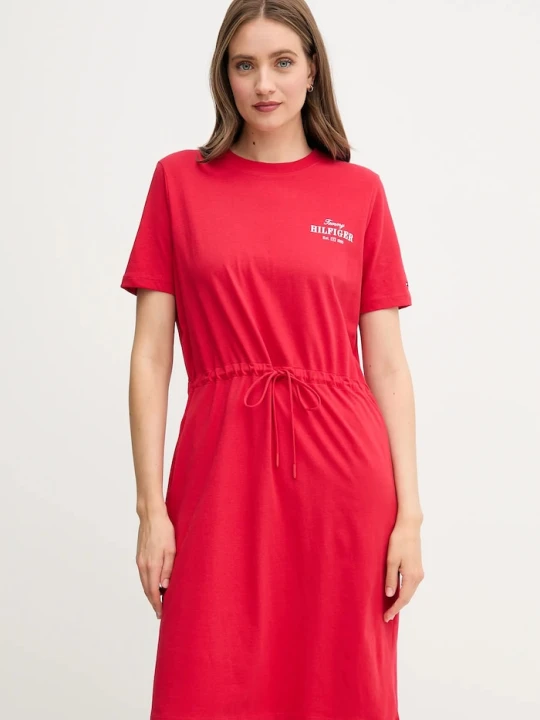 Zdjęcie produktu Tommy Hilfiger sukienka bawełniana czerwony
