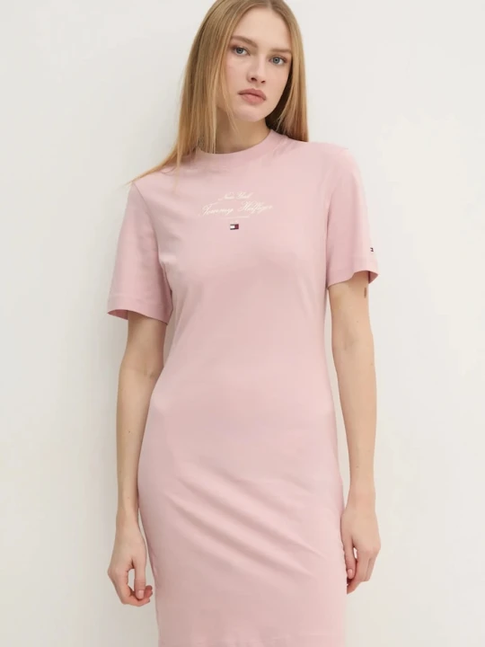 Zdjęcie produktu Tommy Hilfiger sukienka bawełniana różowy
