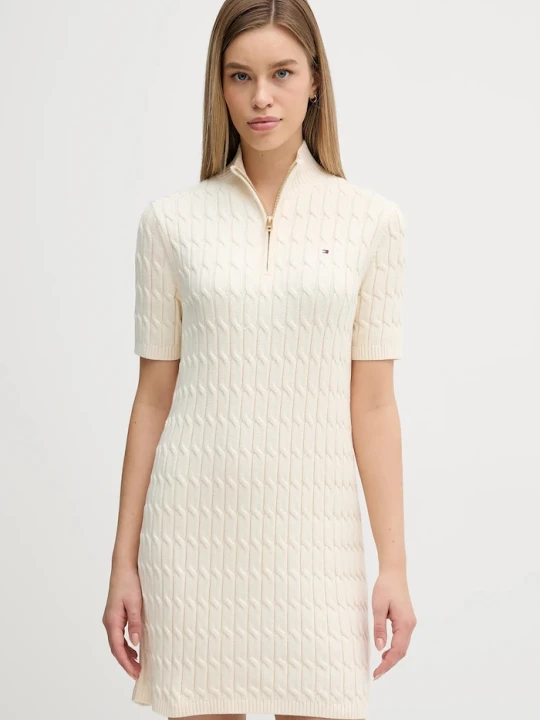Zdjęcie produktu Tommy Hilfiger sukienka bawełniana beżowy