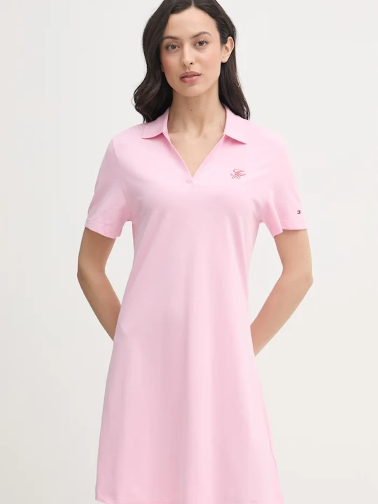 Zdjęcie produktu Tommy Hilfiger sukienka bawełniana z elastanem różowy