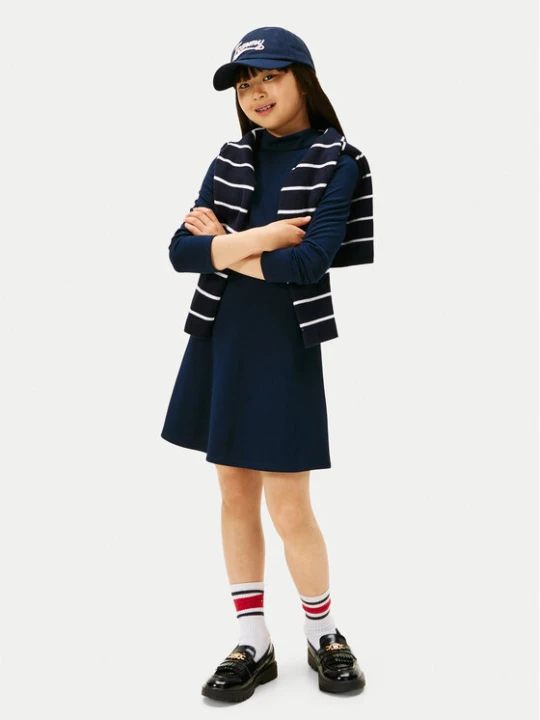 Zdjęcie produktu Tommy Hilfiger Sukienka codzienna Essential Skater KG0KG08790 S Granatowy Regular Fit