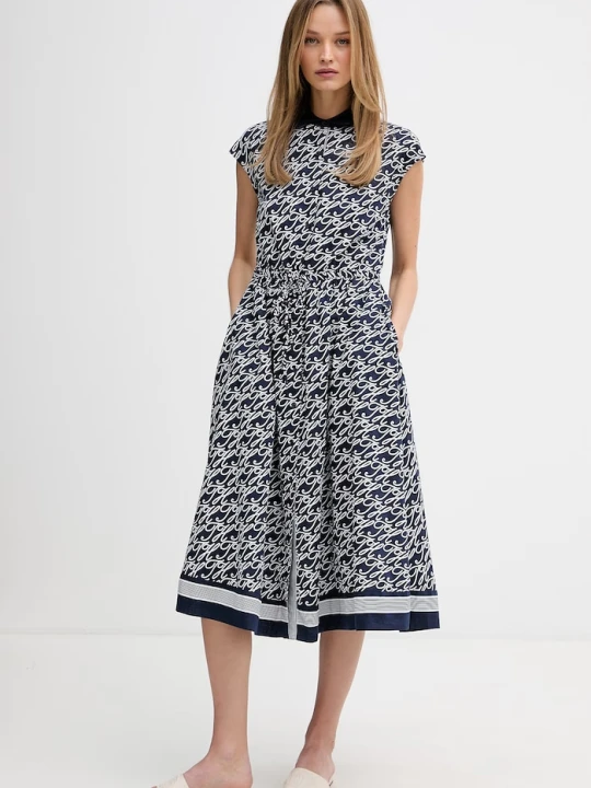Zdjęcie produktu Tommy Hilfiger sukienka koszulowa z jedwabiem SUMMER granatowy