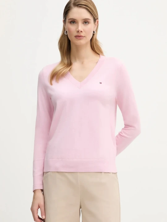Zdjęcie produktu Tommy Hilfiger sweter damski z bawełną różowy