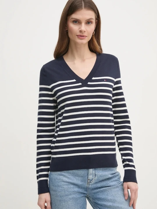 Zdjęcie produktu Tommy Hilfiger sweter damski z bawełną granatowy