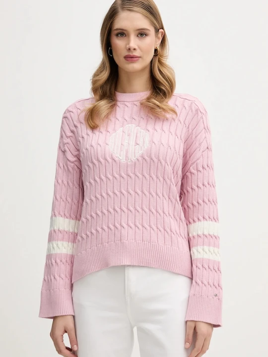 Zdjęcie produktu Tommy Hilfiger sweter bawełniany różowy