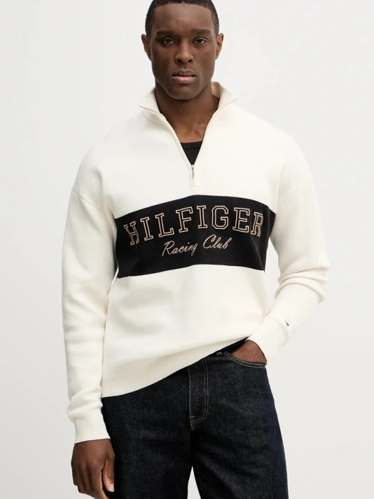 Zdjęcie produktu Tommy Hilfiger sweter bawełniany beżowy