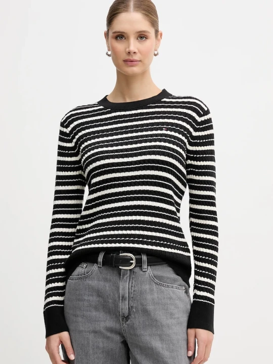 Zdjęcie produktu Tommy Hilfiger sweter damski bawełniany czarny