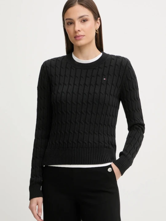 Zdjęcie produktu Tommy Hilfiger sweter bawełniany czarny
