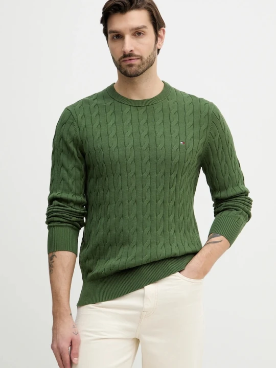 Zdjęcie produktu Tommy Hilfiger sweter męski bawełniany zielony