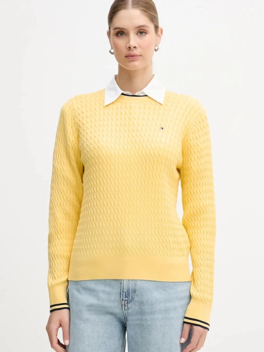 Zdjęcie produktu Tommy Hilfiger sweter damski bawełniany żółty