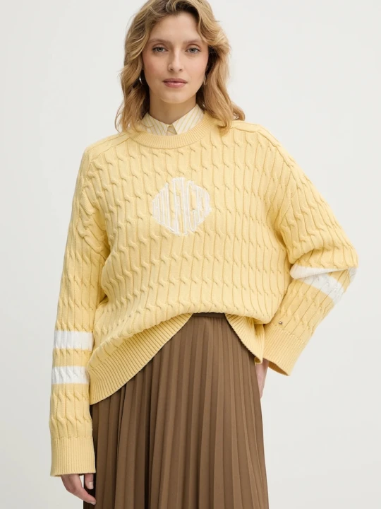 Zdjęcie produktu Tommy Hilfiger sweter bawełniany żółty