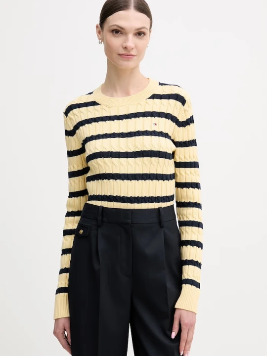 Zdjęcie produktu Tommy Hilfiger sweter bawełniany żółty