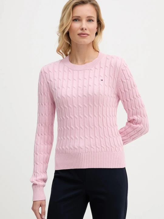 Zdjęcie produktu Tommy Hilfiger sweter bawełniany różowy