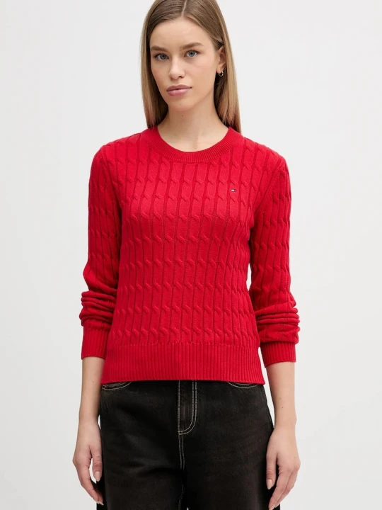 Zdjęcie produktu Tommy Hilfiger sweter bawełniany czerwony