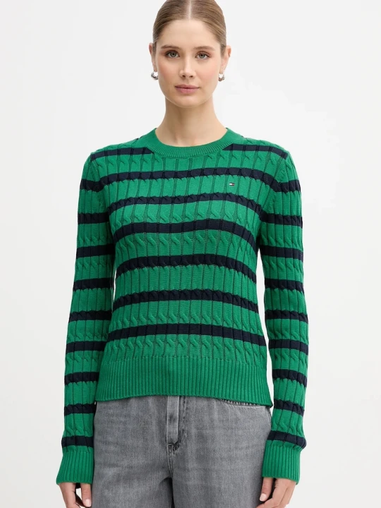 Zdjęcie produktu Tommy Hilfiger sweter bawełniany zielony