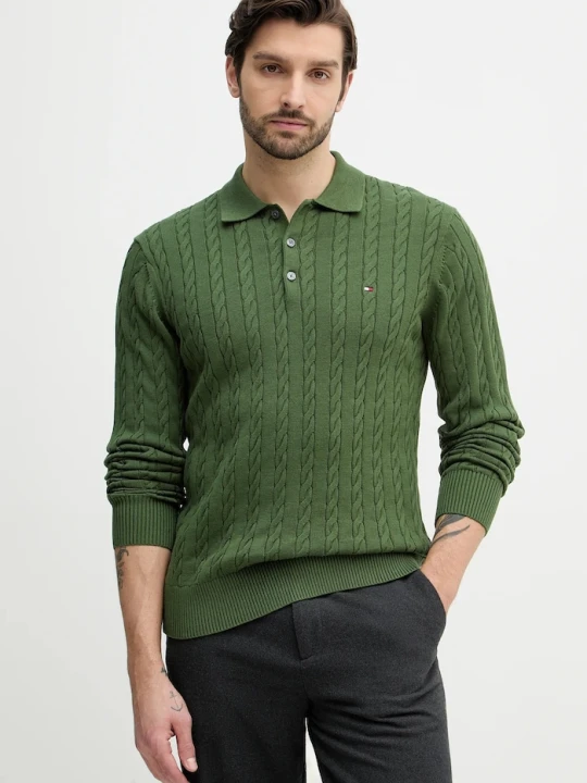 Zdjęcie produktu Tommy Hilfiger sweter męski bawełniany zielony