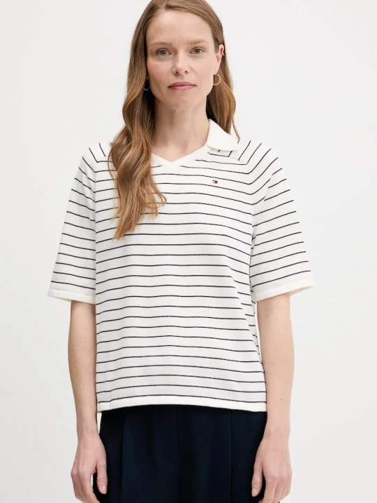 Zdjęcie produktu Tommy Hilfiger sweter bawełniany biały