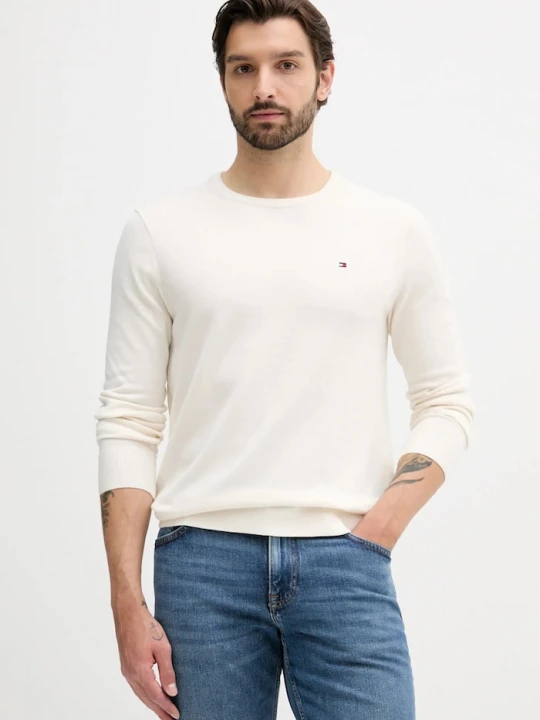 Zdjęcie produktu Tommy Hilfiger sweter bawełniany beżowy
