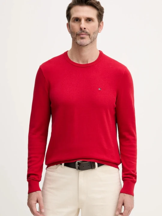 Zdjęcie produktu Tommy Hilfiger sweter bawełniany czerwony