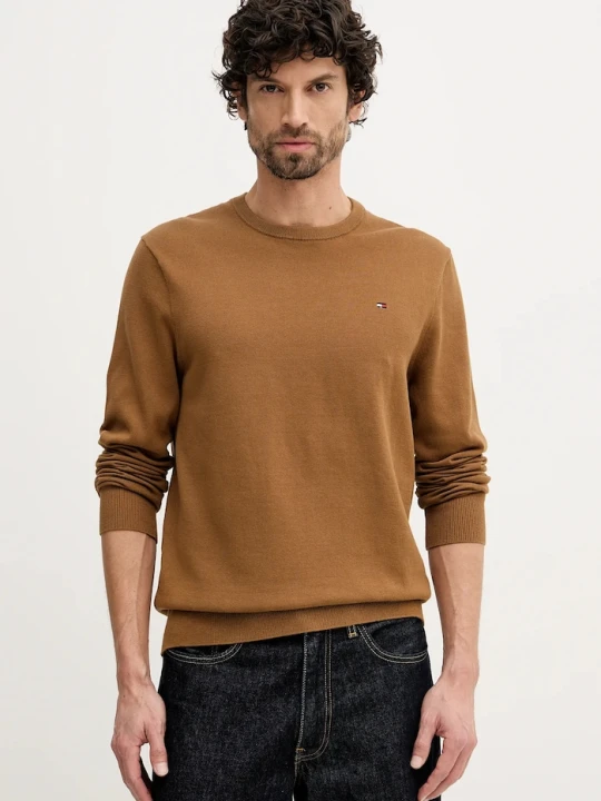 Zdjęcie produktu Tommy Hilfiger sweter bawełniany brązowy