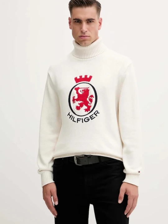 Zdjęcie produktu Tommy Hilfiger sweter bawełniany beżowy