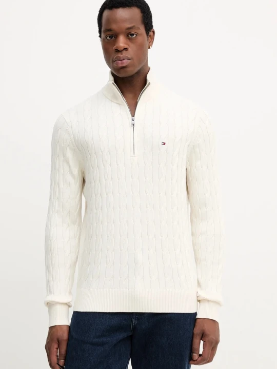 Zdjęcie produktu Tommy Hilfiger sweter bawełniany beżowy