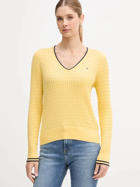 Zdjęcie produktu Tommy Hilfiger sweter bawełniany żółty