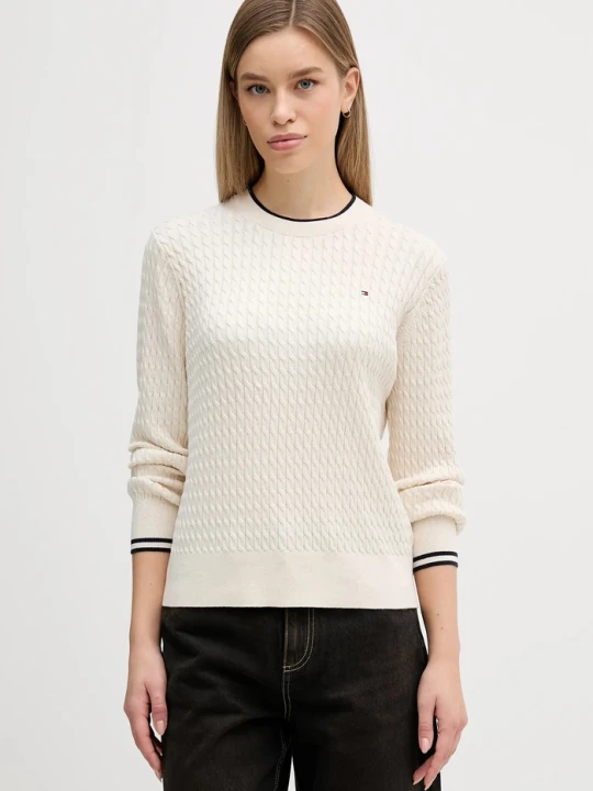 Zdjęcie produktu Tommy Hilfiger sweter damski bawełniany beżowy